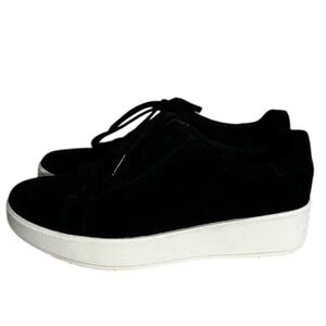 Clarks Collection Step Glow Lace Black Suede‎ Platform Sneakers Shoes Women's 7